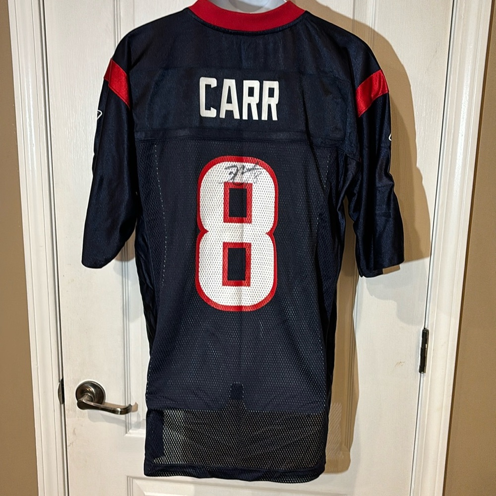 Vintage Reebok David Carr Autographed Houston Texans Jersey
